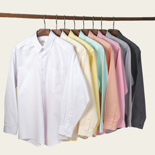 📌เสื้อเชิ้ตผู้ชาย คอปกแขนยาว📌 มีกระดุมปก มีกระเป๋า สีพื้นสีอ…