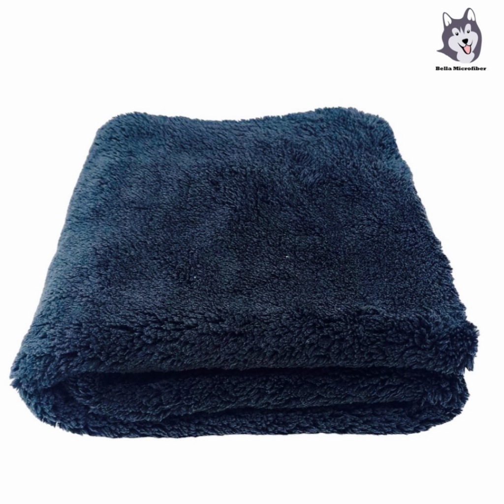 ผ้าไมโครไฟเบอร์ไร้ขอบขนแกะ สีดำ ขนหนาสองด้าน 500 GSM 40*60 ซม