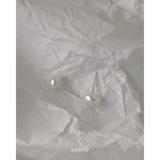 A.piece ต่างหูมุกแท้ เงินแท้ [all silver 925] Freshwater pearl stud