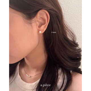 A.piece ต่างหูมุกแท้ เงินแท้ [all silver 925] Freshwater pearl stud