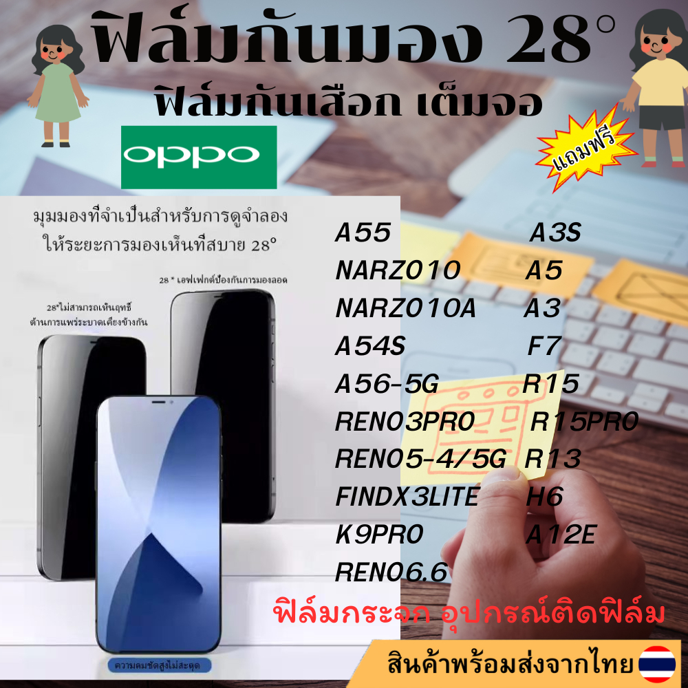 ฟิล์มกันมอง ฟิล์มกันเสือกA55 NARZO10 NARZO10A A54S A56-5G RENO3PRO RENO5-4/5G FINDX3LITE K9PRO A3S A5 A3 F7 R15 R15PRO R
