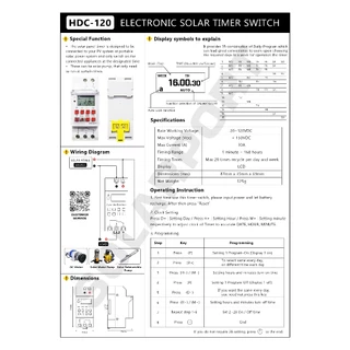 [NEW] Timer/ทามเมอร์ /เครื่องตั้งเวลา.มีNO/NC สำหรับงานโซล่าเซลล์ HDC-120 20-120V 30A Max Voc 150V