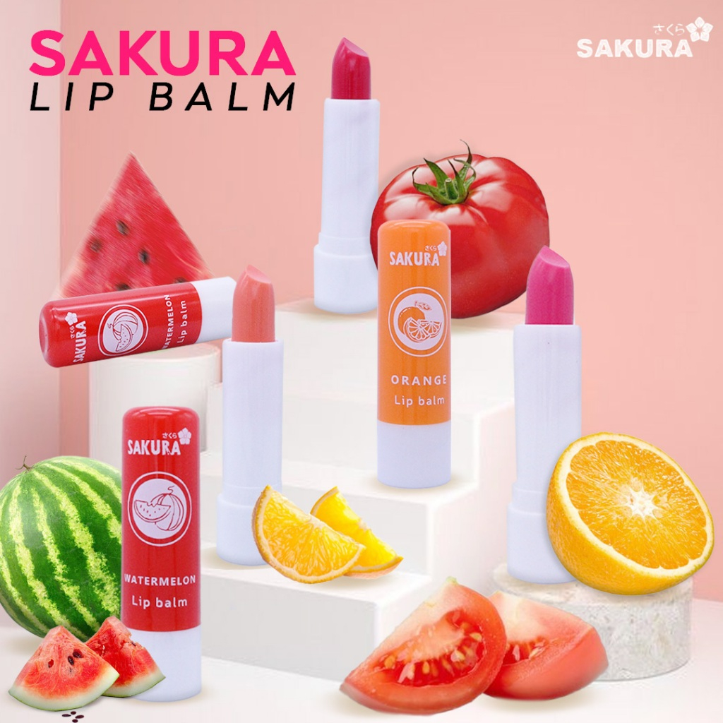 Sakura Lip Balm ลิปบาล์มซากุระ ลิปบาล์มเปลี่ยนสี เพิ่มความชุ่มชื้นให้แก่ริมฝีปาก เนียนนุ่ม