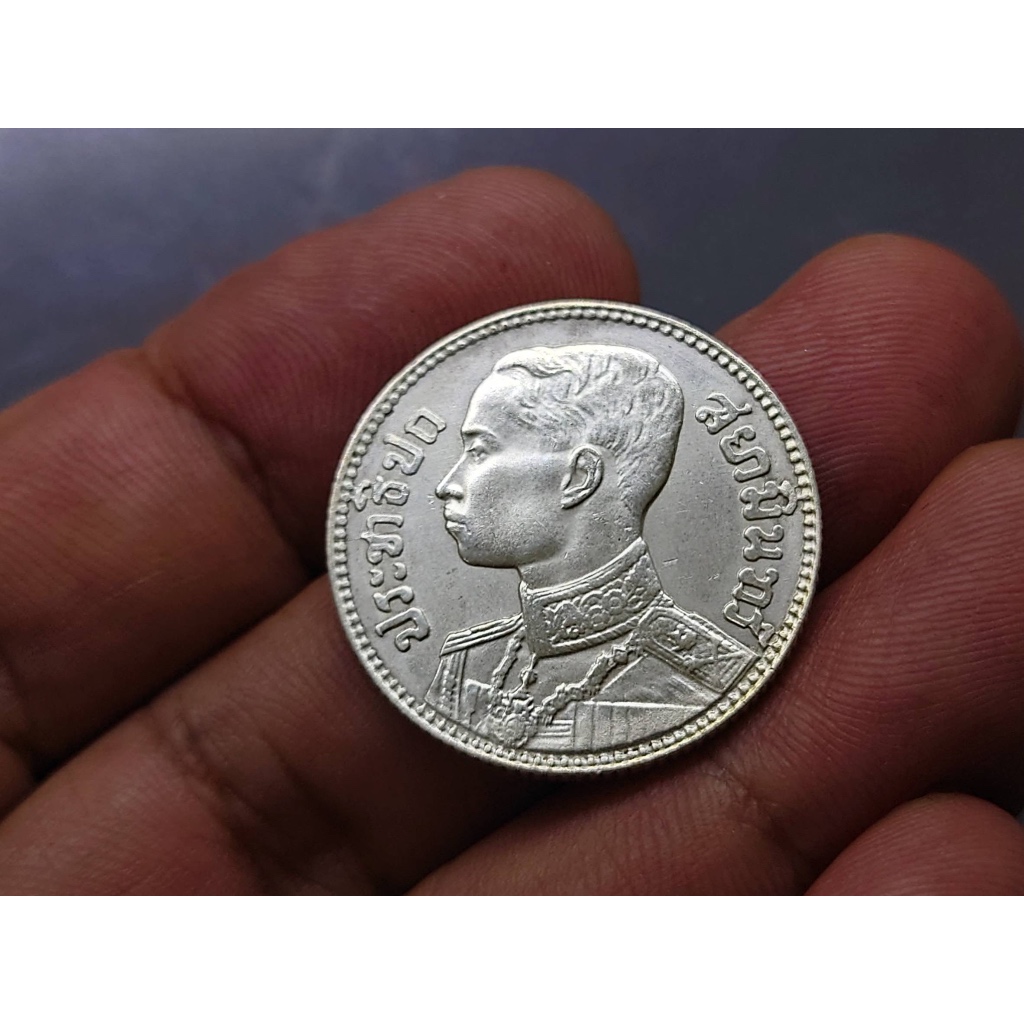 เหรียญเงิน 50 สตางค์สยามรัฐ รัชการที่7 ปี 2472 เหรียญกษาปณ์ โบราณ สมัย ร7