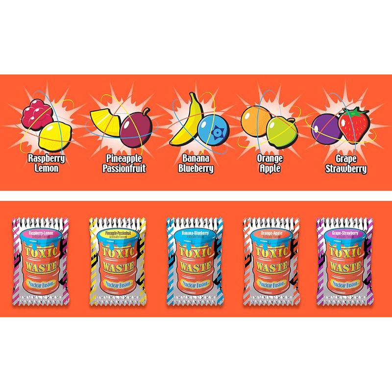Toxic Waste Hazardously Sour Candy Single Piece ขนม usa