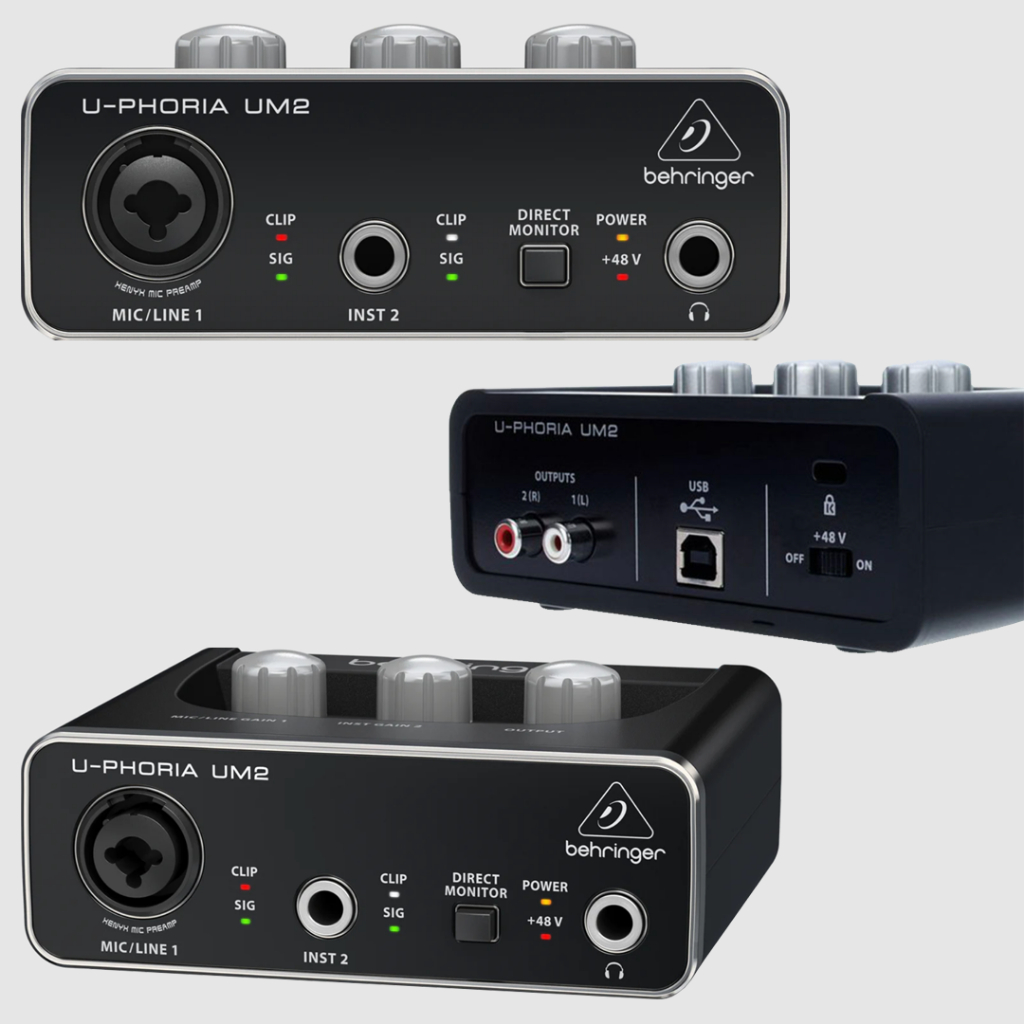 BEHRINGER U-PHORIA UM2 Audiophile 2x2 USB Audio Interface with XENYX Mic Preamplifier