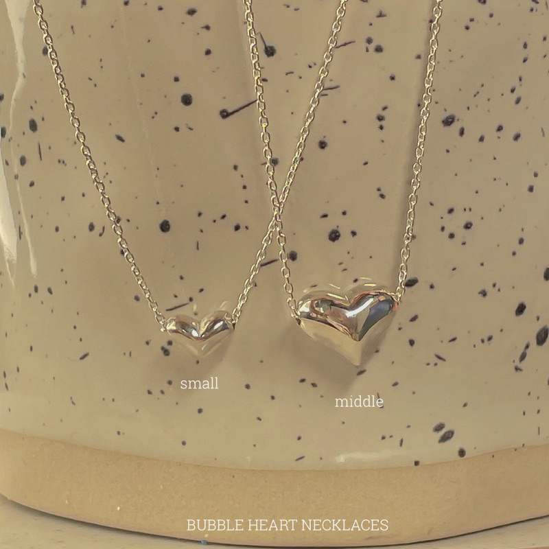SissyJewelry // สร้อยคอเงินแท้ จี้ Bubble heart mini chain necklace Free gift box