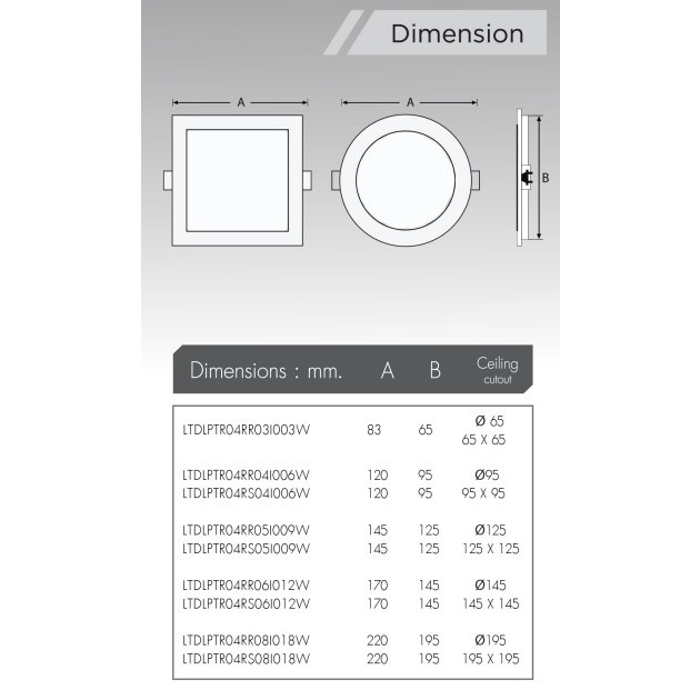 Liton โคมดาวน์ไลท์ ฝังฝ้า สี่เหลี่ยม PANEL LIGHT รุ่น DLUX รุ่นบาง 6W 9W 12W 18W - รูปที่ 2