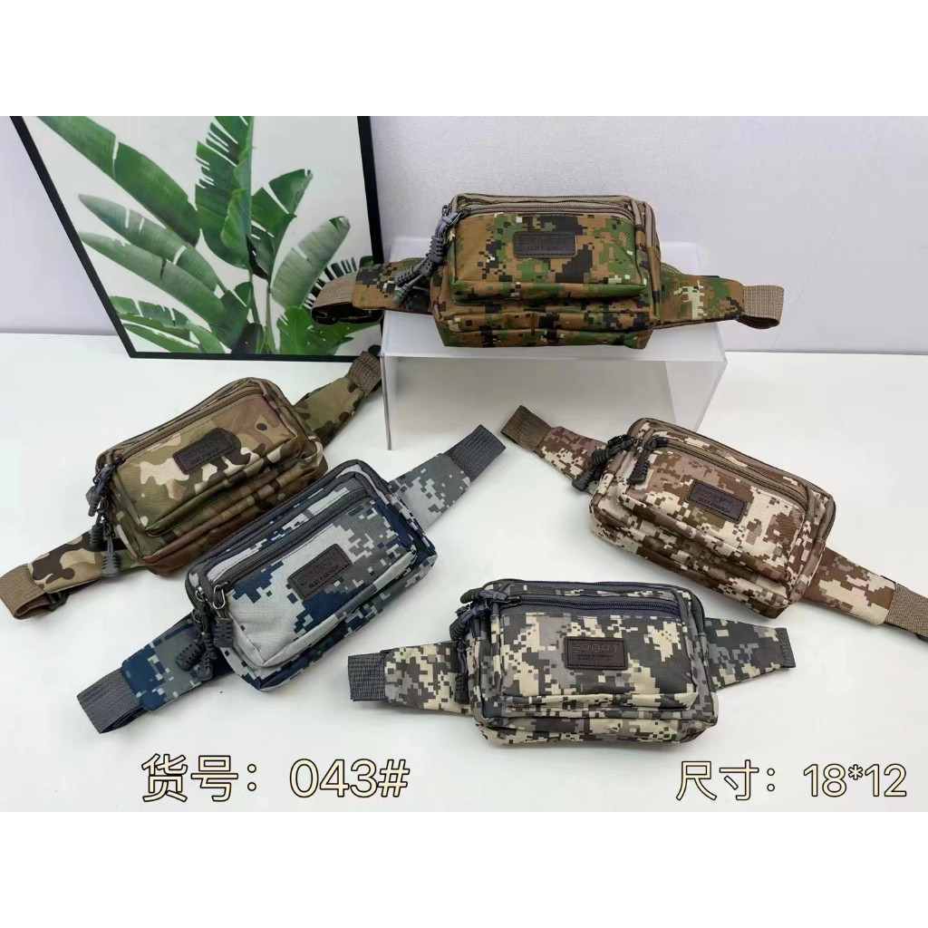 กระเป๋าคาดรุ่นใหม่ ลายพราง คาดเอว สะพายข้าง 4 ช่อง กันน้ำ
