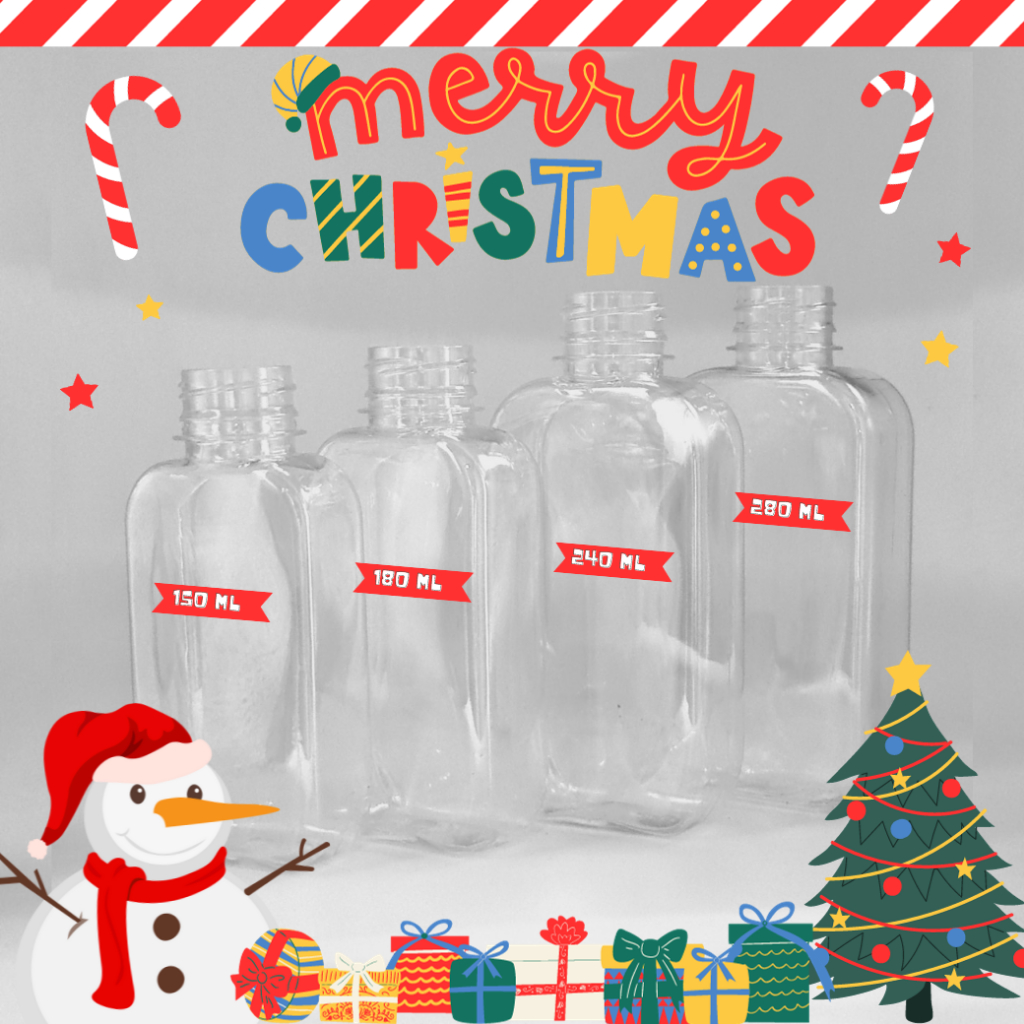 150/180/240/280 ML ขวดพลาสติก PET เหลี่ยมแบน(เกาหลี) พร้อมฝา - รูปที่ 5