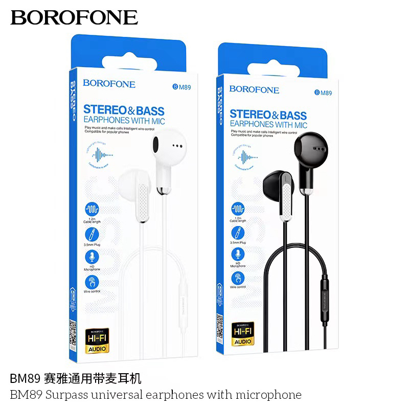 【ของแท้100% 】หูฟัง Borofone BM89 มีไมค์โครโฟนสามารถ คุยโทรศัพ์ ฟังเพลง และเล่นเกมส์ได้ เหมาะกับโทรศัพท์ aux 3.5mm/type-C