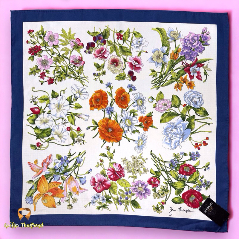 Napkin รุ่น Floral Silk แบรนด์ Jim Thompson (( ผ้าเช็ดหน้าผ้าไหม))