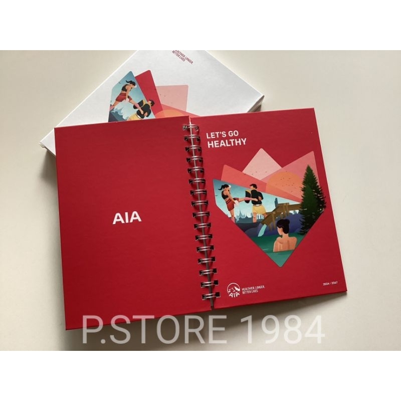 สมุดโน๊ต ปี 2024 Notebook AIA // ของขวัญปีใหม่ (แบบห่วง - สีแดง)