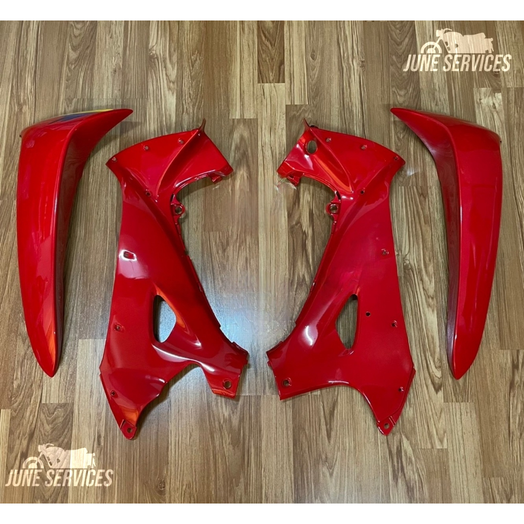 Wave 125 R, S บังลมนอก+ใน 4 ชิ้น รูกลม สีแดง (263)
