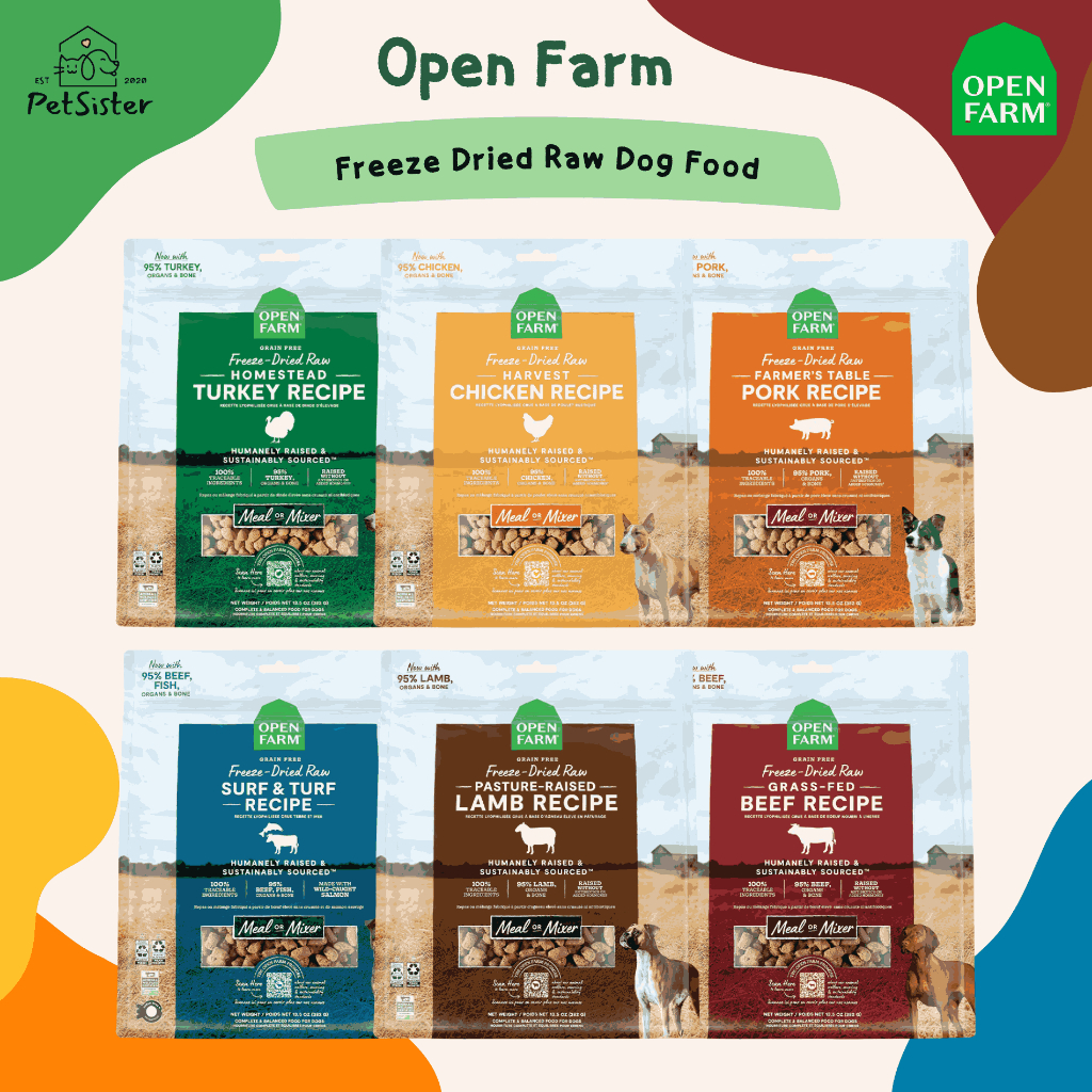 🐶Open farm Freeze Dried Raw Dog Food 99g / 383g ฟรีซดรายอาหารสุนัขเกรดพรีเมี่ยม x Petsister