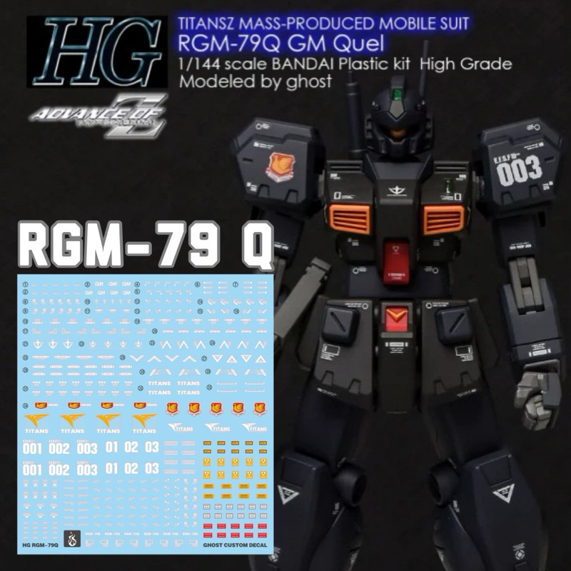 ⬛️ดีคอลน้ำ GHOST HGUC DECAL HG RGM-79Q GM Quel เรืองแสง