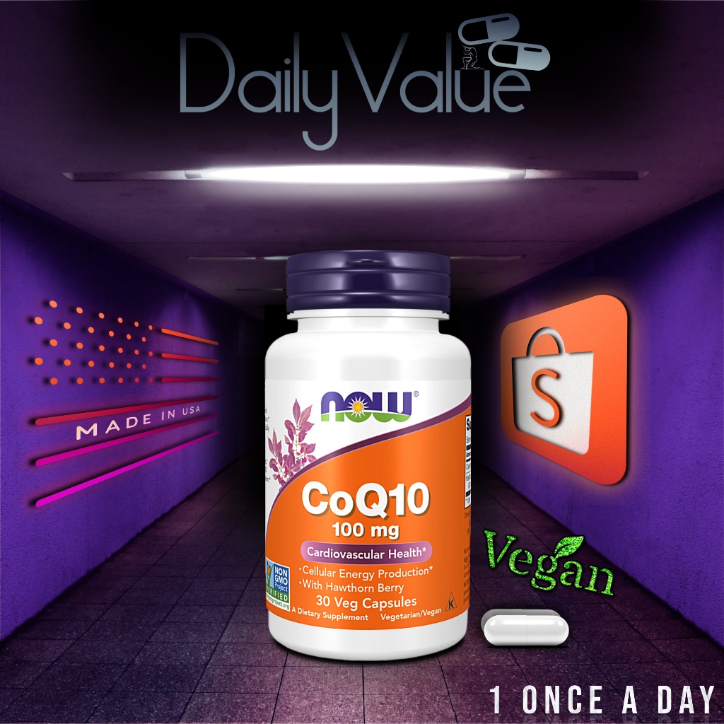โคคิวเทน / CoQ10 100 MG w/ Hawthorn Berry 30 / 90 / 180 Capsules by NOW FOODS