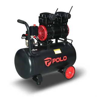 POLO ปั๊มลม Oil free รุ่น D11001-50 ขนาด 50 ลิตร มอเตอร์ 1.5 แรง แรงดันลม 8 บาร์ 220V 50L. ปั๊มลมไร้น้ำมัน ออยล์ฟรี