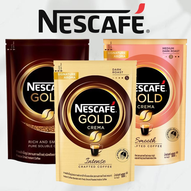 NESCAFÉ Gold Crema เนสกาแฟ โกลด์ เครมมา ขนาด 100 กรัม เนสท์เล่ ((ถุง))