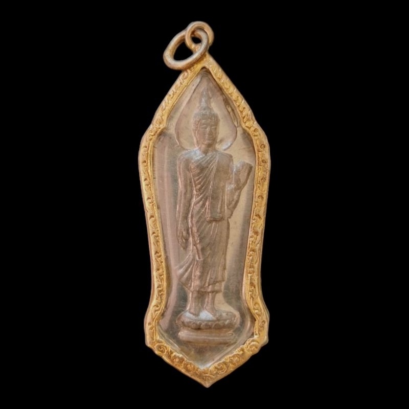 พระลีลา 25 พุทธศตวรรษ ปางลีลา เนื้อชิน​ เลี่ยมกรอบเดิม