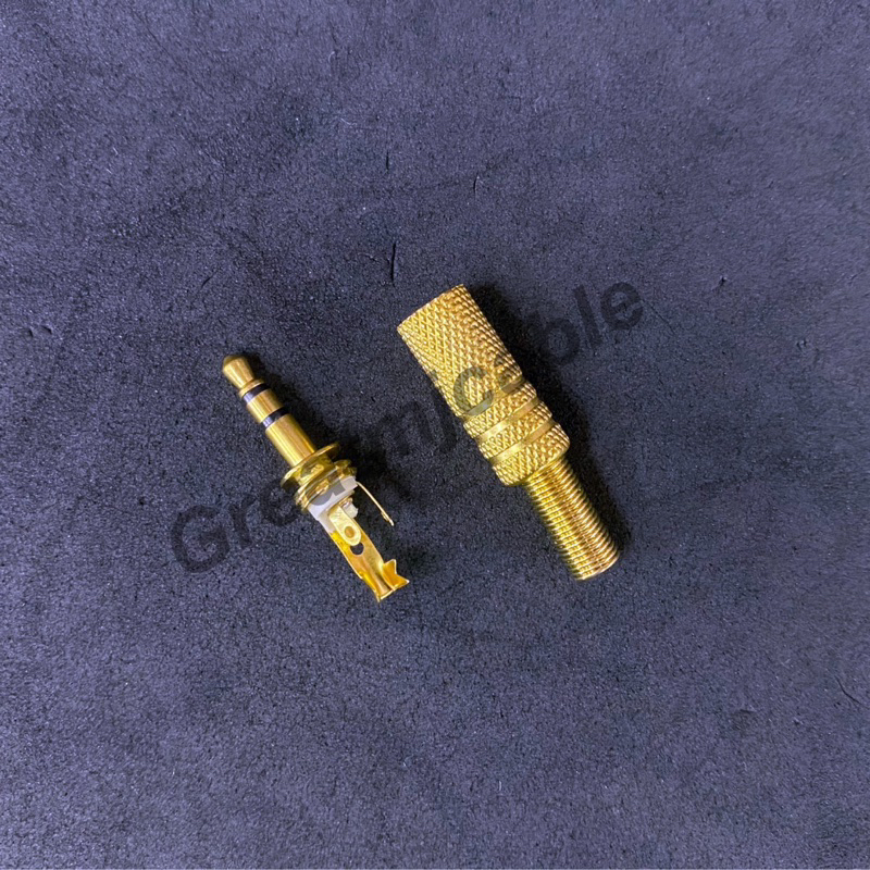 หัวแจ็คสเตอริโอ 3.5mm รุ่นทองท้ายสปริง AUX TRS TR STEREO เข้าสายสัญญาณ