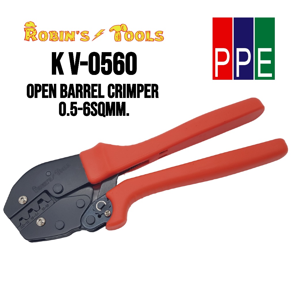 K V-0560 [Robin's tool] คีมย้ำหางปลารถยนต์ 0.5-6 sqmm. Open Barrel Crimping tool