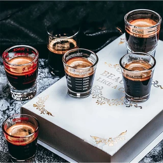 [C044]แก้วช็อต กาแฟเอสเปรสโซ่ แก้วตวงกาแฟ มีขีดวัด ขนาด 30/60มล. Espresso Shot Glass