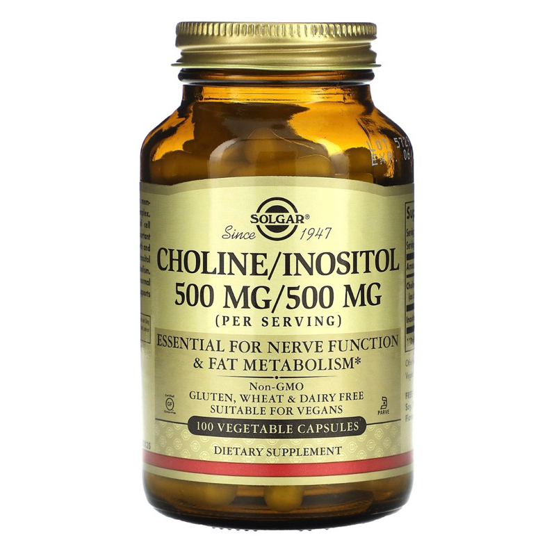 หมดอายุ2027/09 Solgar choline/inositol 500mg แคปซูลผัก 100 capsule