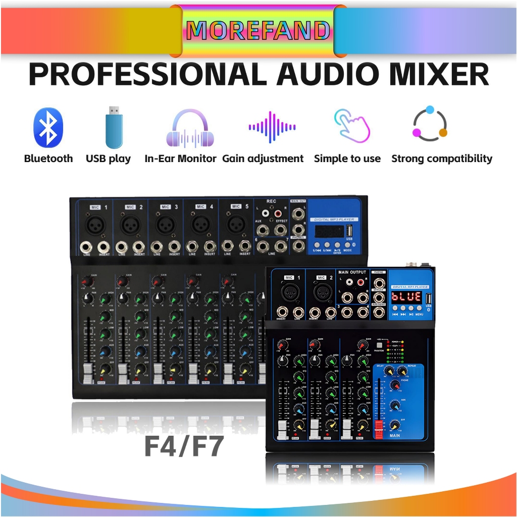เครื่องผสมเสียง professional เครื่องผสมอาหาร 7/4 ช่อง MG07BT/MG04BT เครื่องผสมสัญญาณ USB เครื่องขยาย