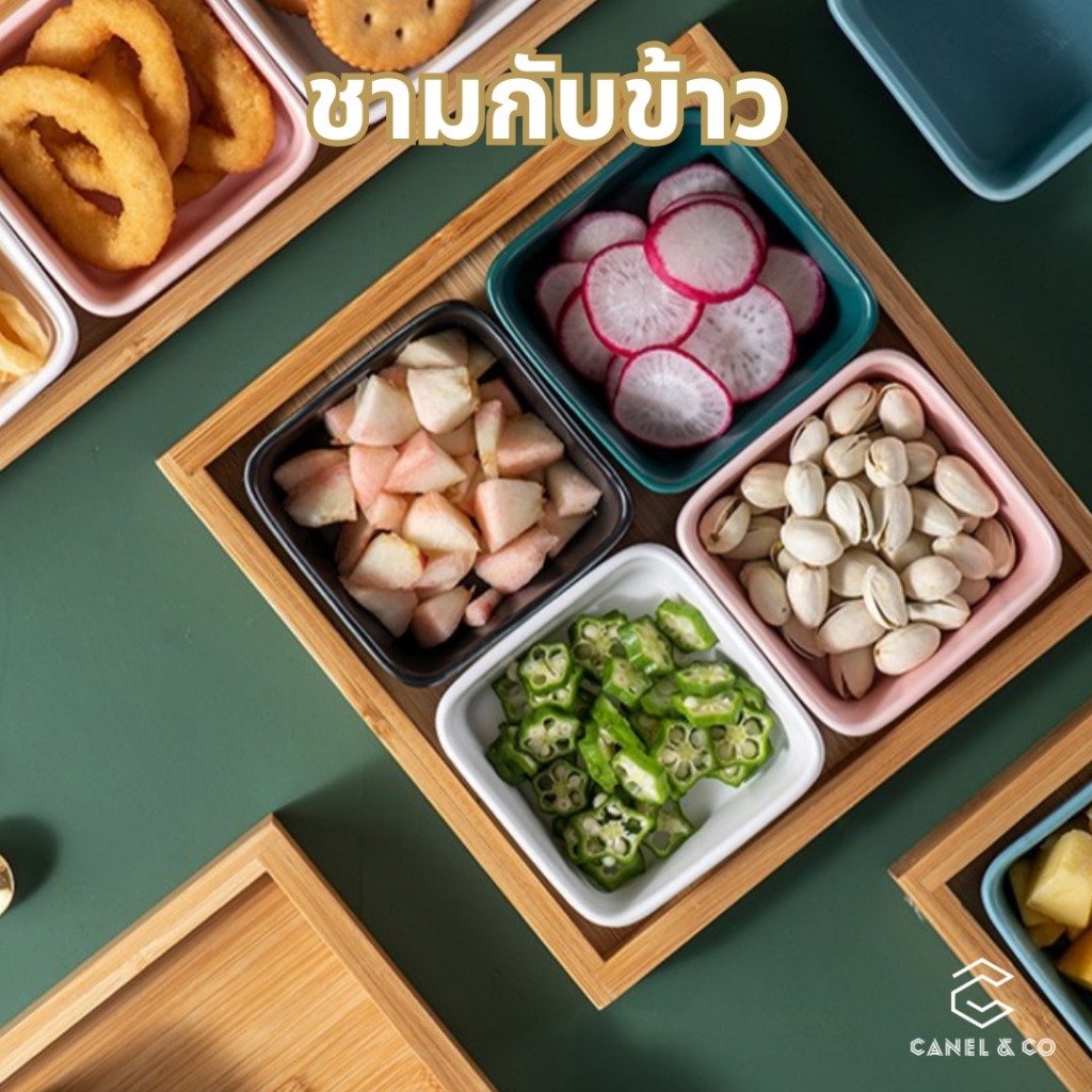 จานเซรามิคทรงสี่เหลี่ยม ผลไม้ ซอส การตกแต่ง เล็ก จาน เซรามิค เล็ก Ceramic Square Plate Small