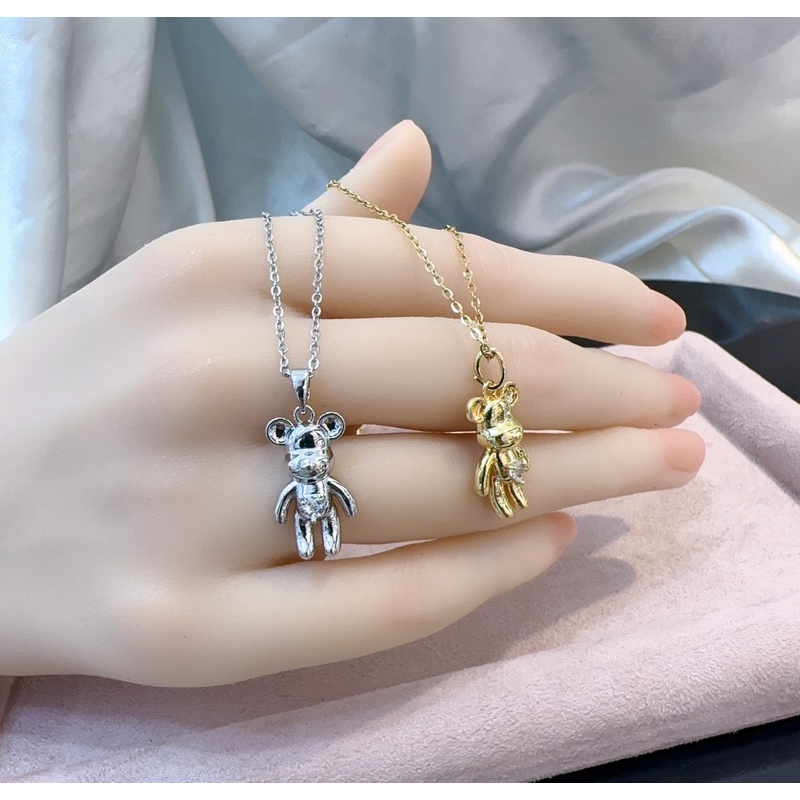 สร้อยคอจี้หมี สแตนเลสแท้ไทเทเนี่ยม ใส่ไม่แพ้สีไม่ดำ รายหมี