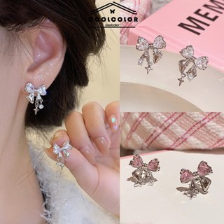 ส่งจากไทย❤️ต่างหูสตั๊ดคริสตัลเพชรโบว์แฟชั่นสไตล์เกาหลีinsควา…