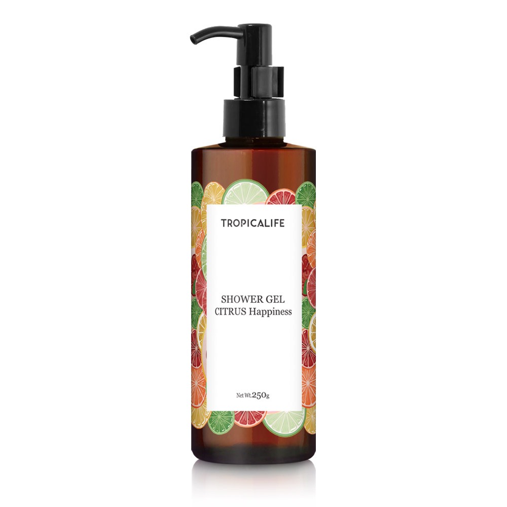 TROPICALIFE เจลอาบน้ำกลิ่นส้มซิตรัส หอมสดชื่น CITRUS HAPPINESS SHOWER GEL 250g. (92% Natural)