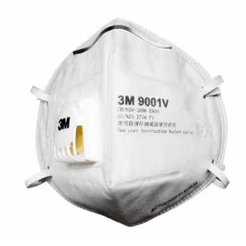 3M หน้ากาก 9001V หน้ากากป้องกันฝุ่นละออง แบบพับได้  พร้อมวาล์วระบายอากาศ มีสายคล้องหู