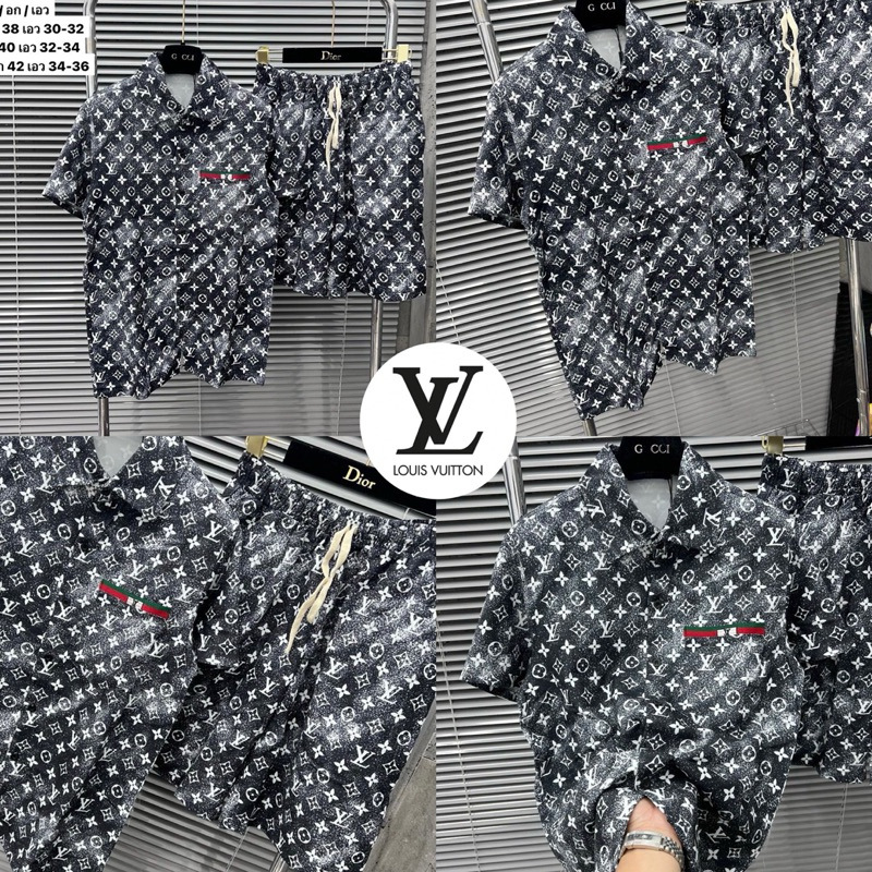 ชุดเซท Louis Vuitton 🏷️ เสื้อเชิ้ต + กางเกงขาสั้น 🩳 Hiend 1:1 ผ้า Cotton