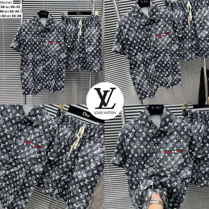 ชุดเซท Louis Vuitton เสื้อเชิ้ต + กางเกงขาสั้น Hiend 1:1 ผ้า Cotton