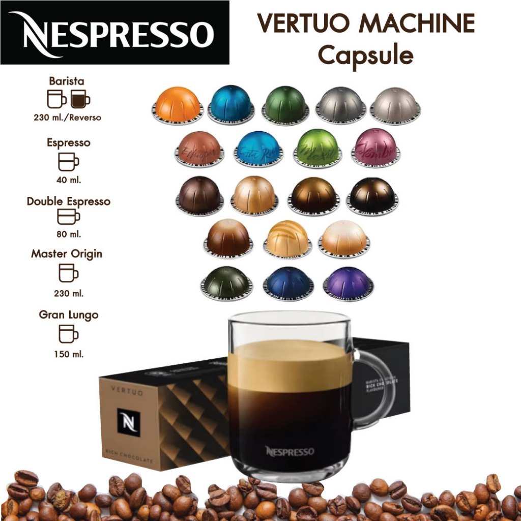 แคปซูลกาแฟ Nespresso VERTUO กล่อง 10 แคปซูล ของแท้จากShop Capsules Nespresso VERTUO