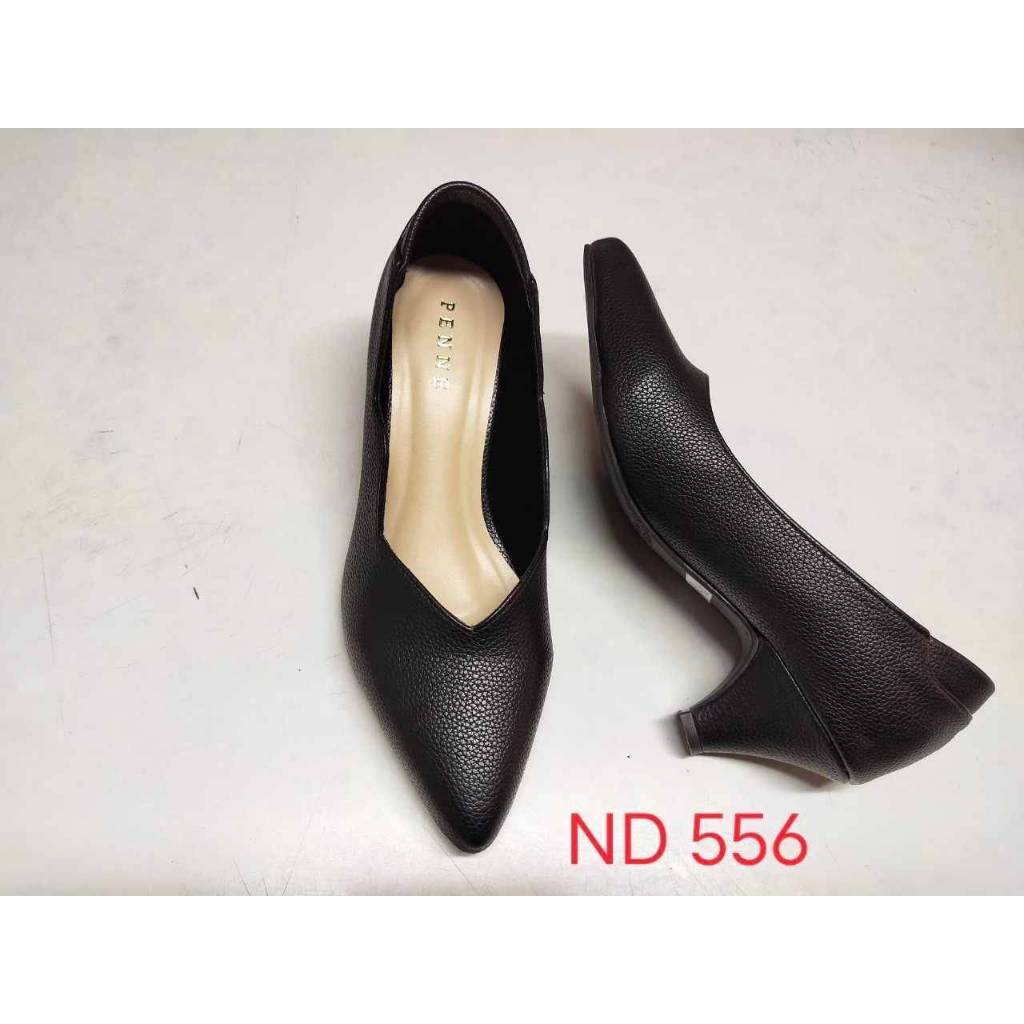 ND556 รองเท้าส้นสูง หัวแหลม PENNE สีดำ