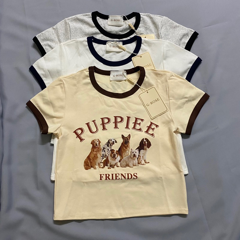 เสื้อยืดป้ายห้อย G-ROSE ผ้านิ่ม ใส่สบาย ลายน้องหมา