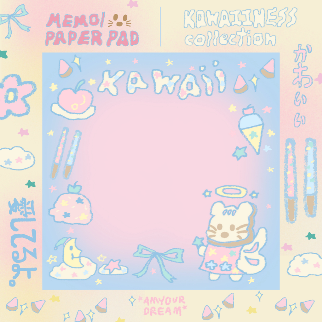 memopad 9 x 9 cm เมโมแพด kawaiiness 🧽 กระดาษโน้ต แบบไม่มีกาว ลายน้องนางฟ้า หนา 120 แกรม by amyourdream