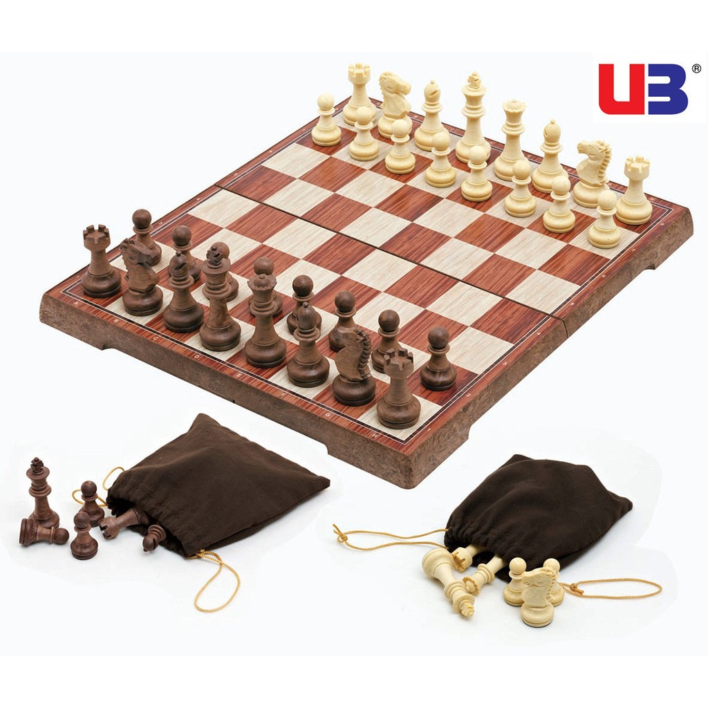 [Super_Chess] หมากรุกสากลแม่เหล็กพลาสติกลายไม้ UB Wood Grain Magnetic Chess