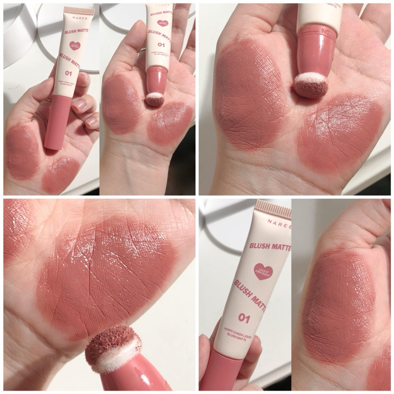 บลัชออน Naree สี 01 สวยมาก ใครชอบชมพูตุ่นๆ ละมุนๆ ต้องโดนสีนี้ น่ารัก ติดทนทั้งวัน ทาตา แก้ม ปากได้ห