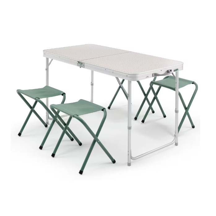 DECATHLON โต๊ะพับได้ QUECHUA พร้อมเก้าอี้ 4 ตัว แข็งแรง น้ำหนักเบา เคลื่อนย้ายสะดวก ขนาด 120*60 cm