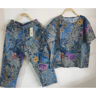 ชุดเช็ทผ้าฝ้ายผสมลินิน รอบอก 42-44“ นิ้ว ขา 7 ส่วน