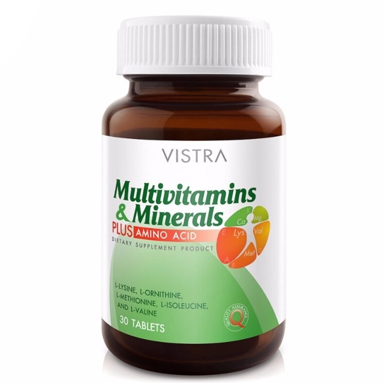 Vistra Multivitamins & Minerals Amino 30 TAB วิสทร้า วิตามินรวมและแร่ธาตุ พลัส อะมิโนแอซิด 30 เม็ด