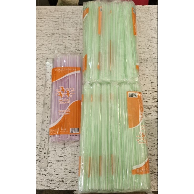 หลอดดูดน้ำแบบยาว ธรรมดา (ขายยกห่อ)