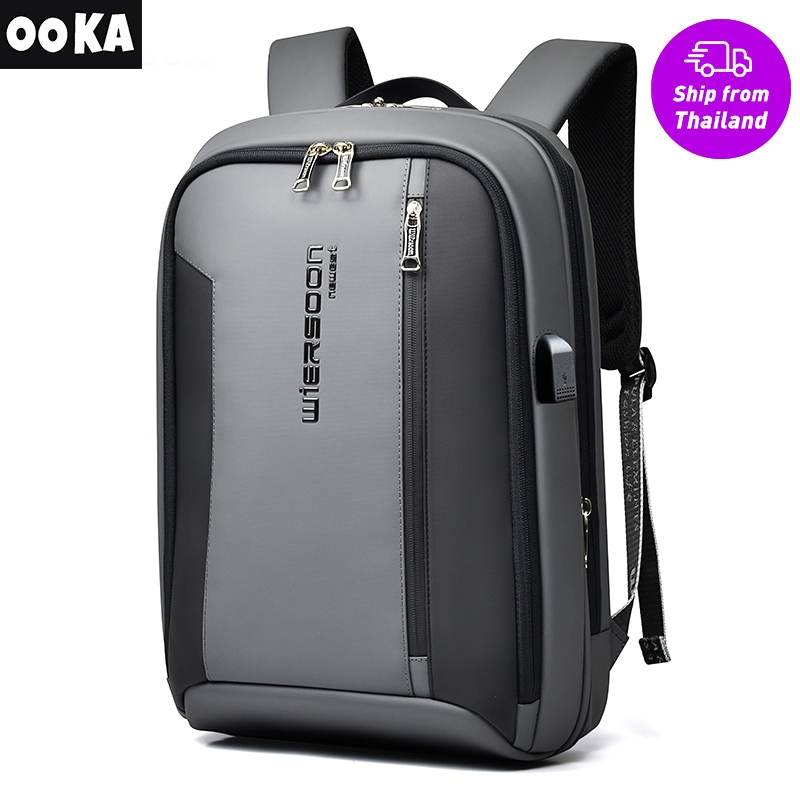 New 15.6 Inch laptop backpack men's anti theft waterproof business travel bag expandable backpack(black/grey)
