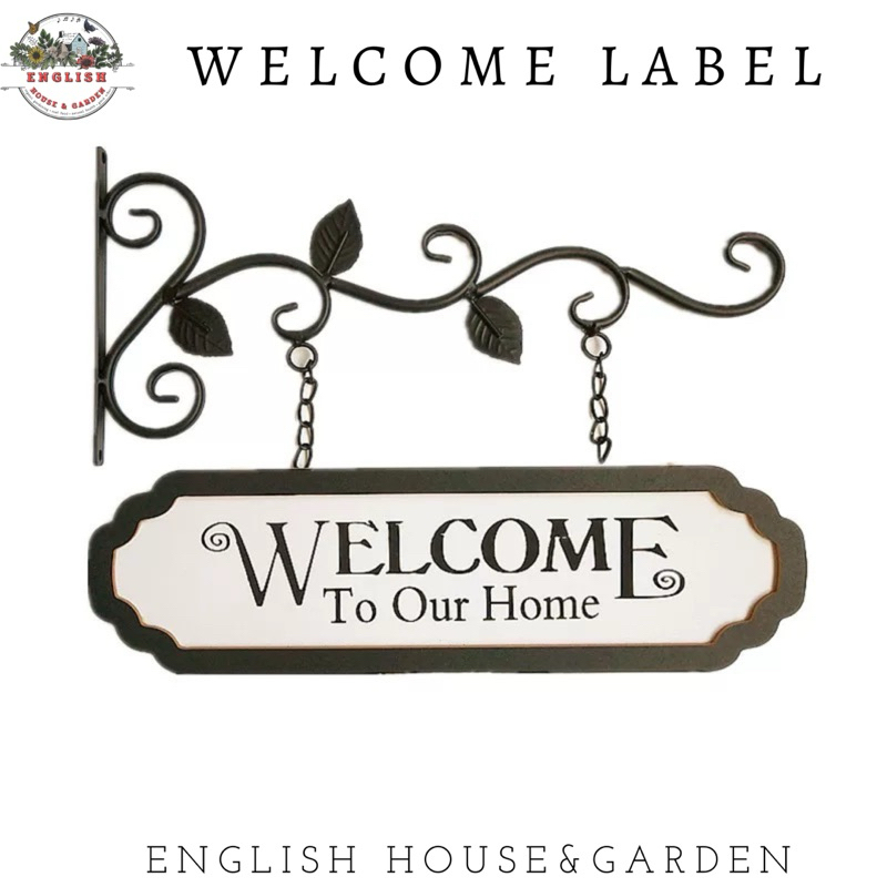 ป้ายติดผนัง WELCOME เหล็กดัด วัสดุ : เหล็กดัด+ไม้ ขนาด : 38.5x30cm.