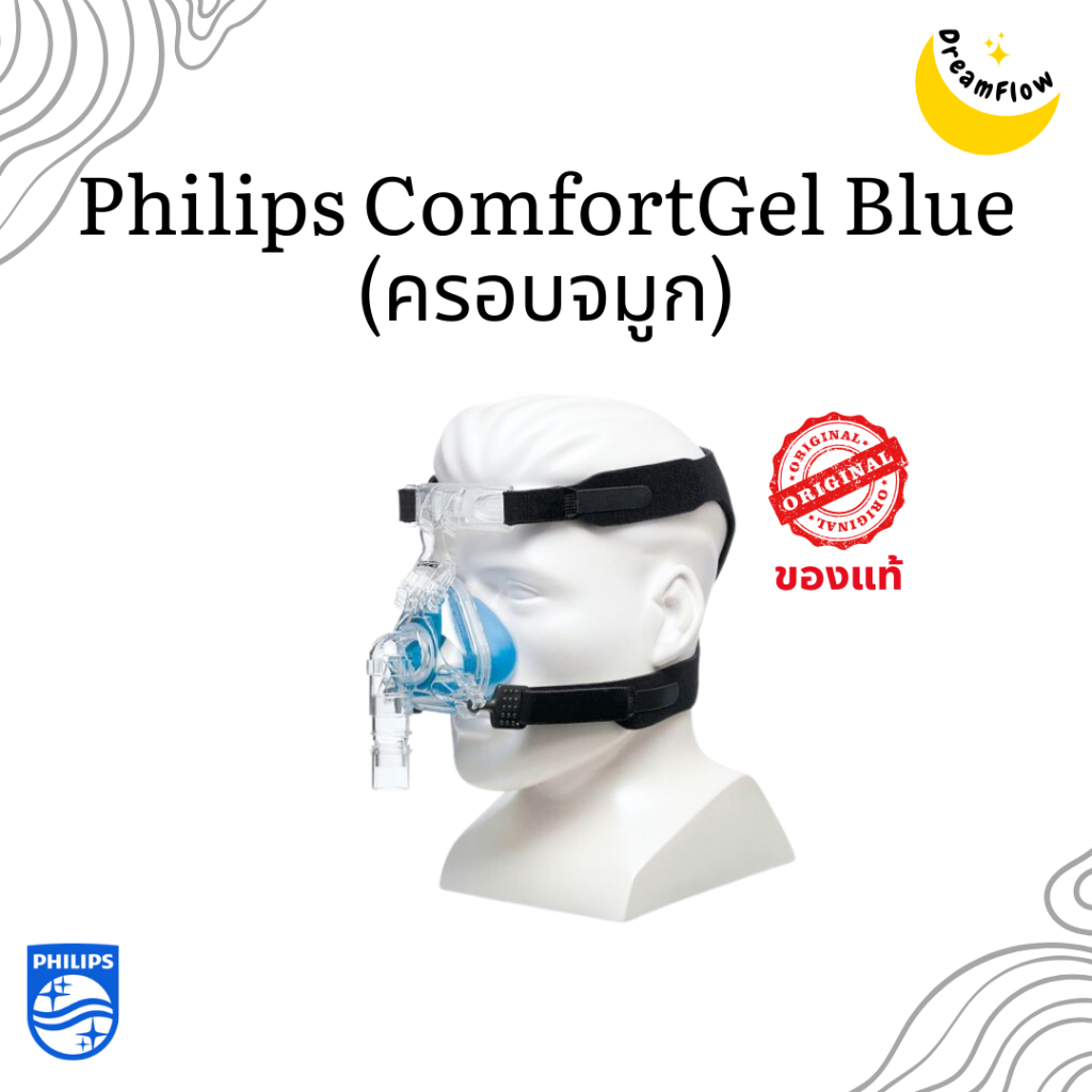 หน้ากาก CPAP ของแท้ Philips Respironics รุ่น ComfortGel Blue Nasal CPAP Mask with Headgear