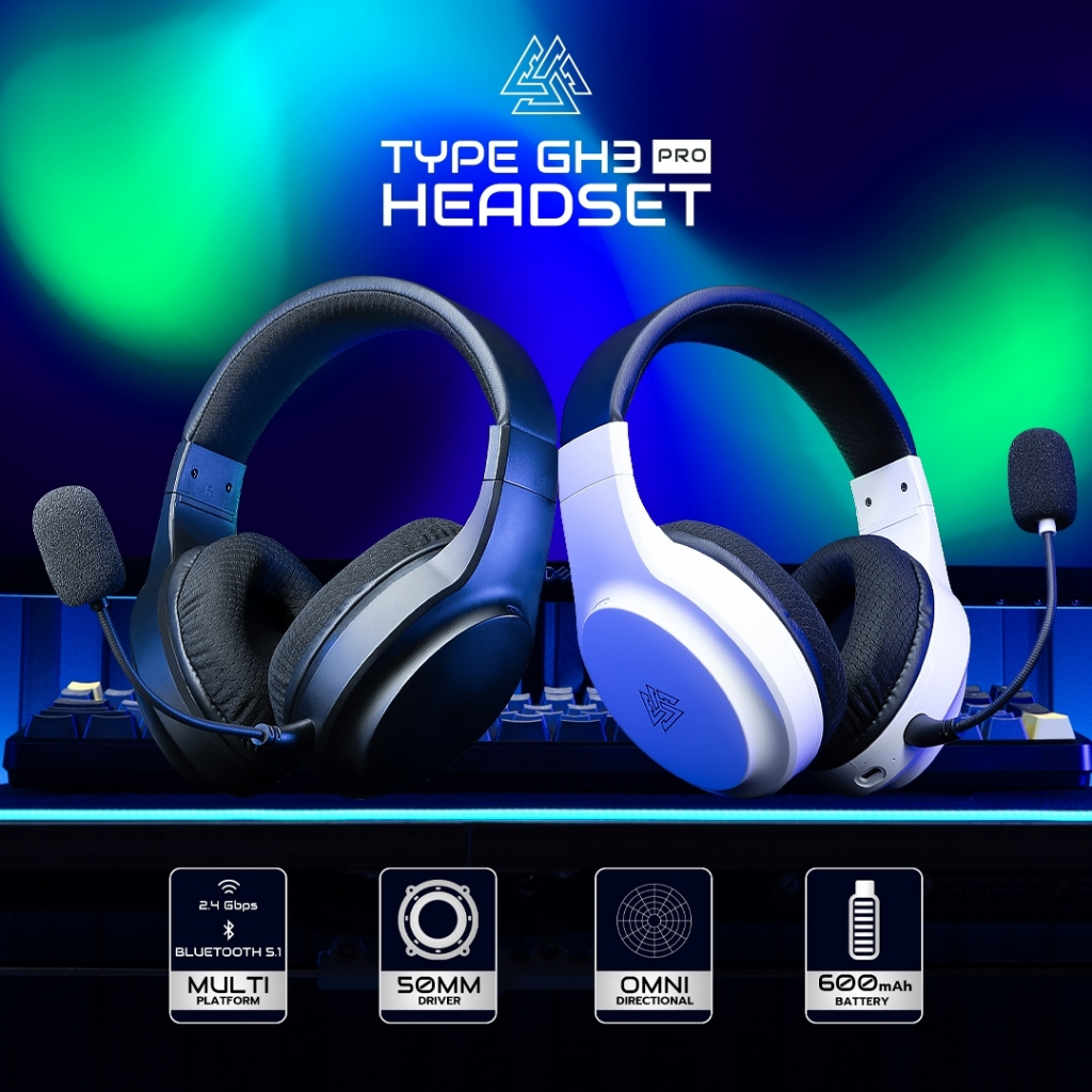 หูฟังเกมมิ่ง EGA TYPE GH3 PRO 💎 ไฟ LED เชื่อมต่อได้ 2 แบบ [Wireless 2.4 GHZ / Bluetooth 5.1